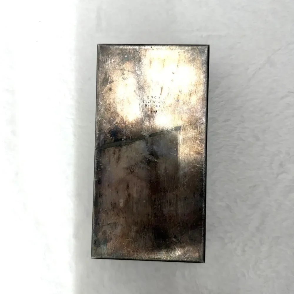 EPCA Poole Silver‎ Co 1899 Wood Lined Cigar Box Hinged Lid Trinket Jewelry